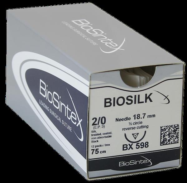 Biosilk (BX 541), Шовк натуральний ,чорний , USP 2(M5),400см,без голки,котушка